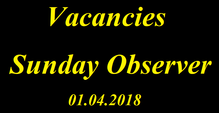 Vacancies (gov)  Sunday Observer 01.04.2018