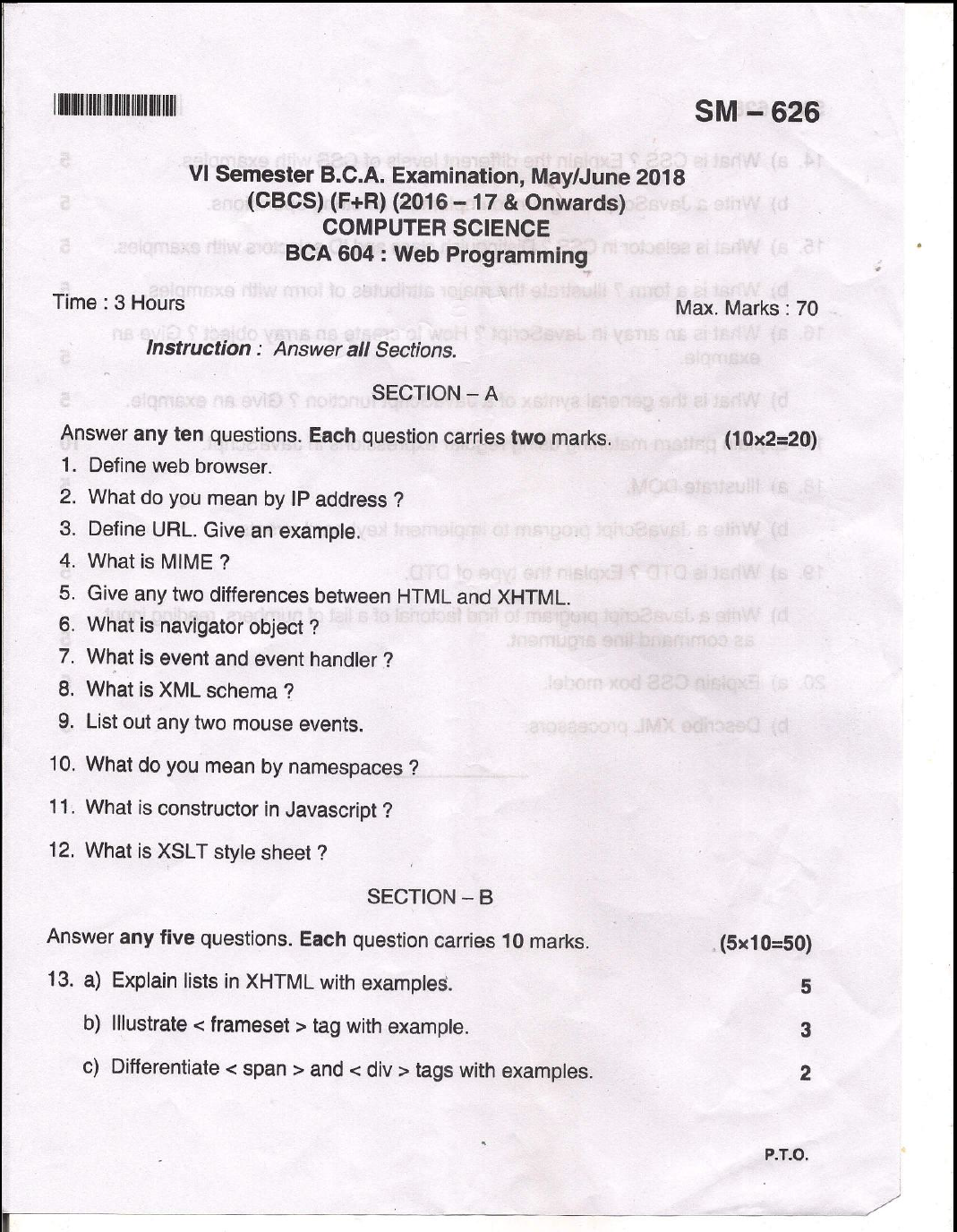 Bangalore University B.c.a. Computer Science Bca 604  Programming
