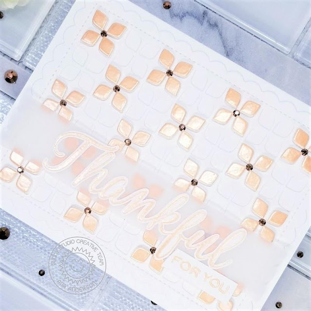 Sunny Studio Stamps: Frilly Frames Retro Petal Dies Frilly Frames Hexagon Dies Elegant Leaves Thank You Card by Ana Anderson Sunny Studio Stamps: Frilly Frames Retro Petal Dies Frilly Frames Hexagon Dies Elegant Leaves Thank You Card by Ana Anderson