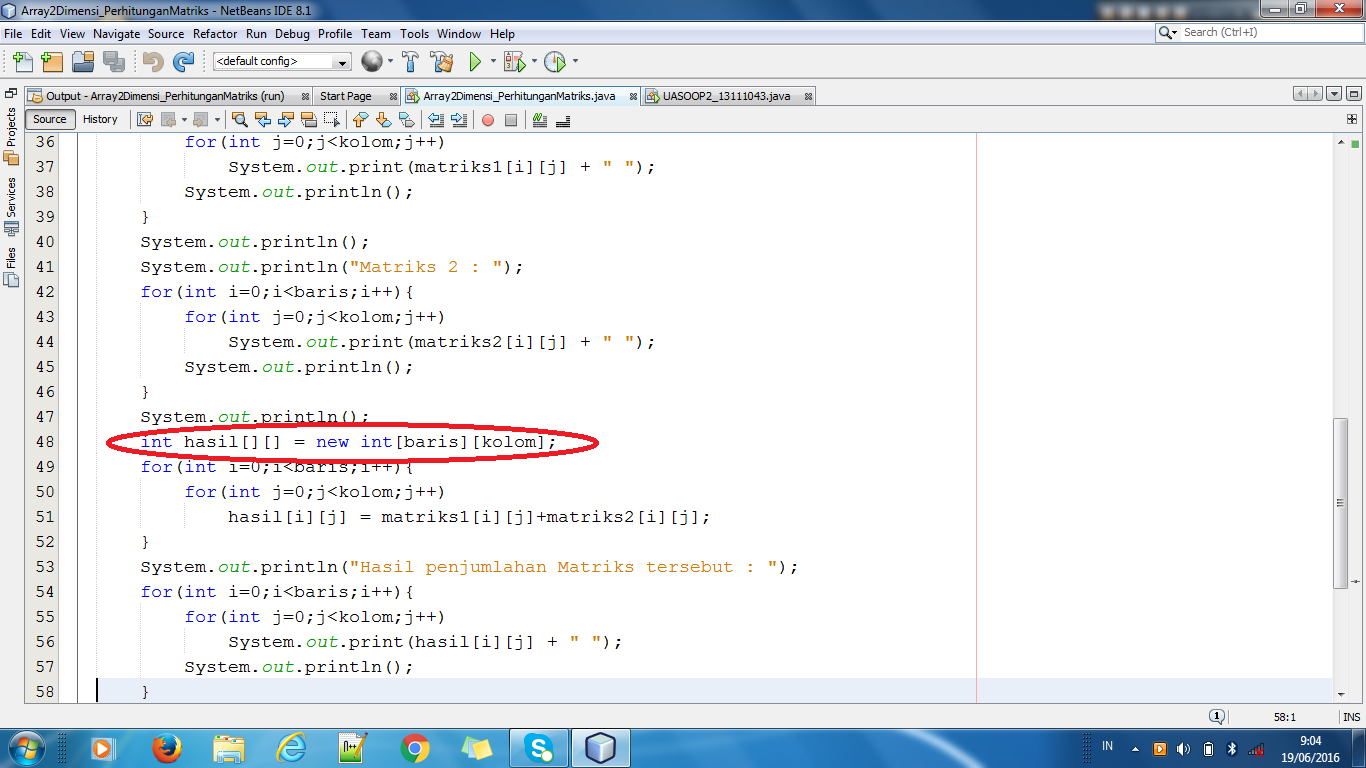 Tutorial : Penjumlahan 2 Buah Matriks pada bahasa pemograman java netbeans