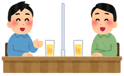 飲み会のイラスト（アクリル板・男性）
