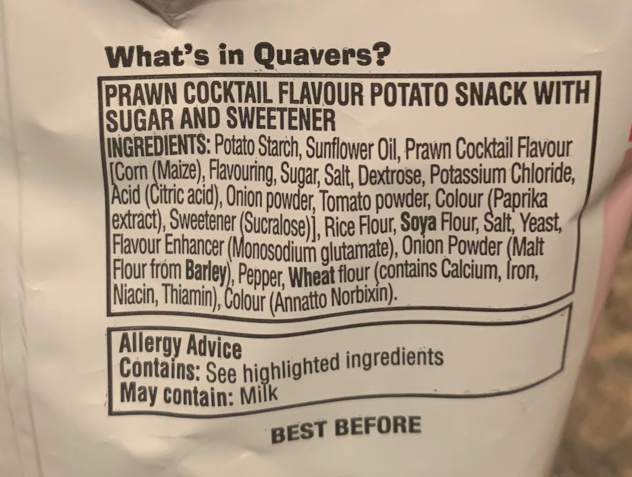 FOODSTUFF FINDS Walkers Quavers Prawn Cocktail flavour (Tesco) By