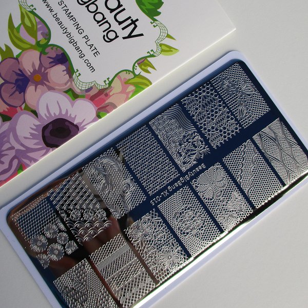 Lace Theme Rectangle Nail Stamping Plate Floral Patterns For ManicureBBXL-015