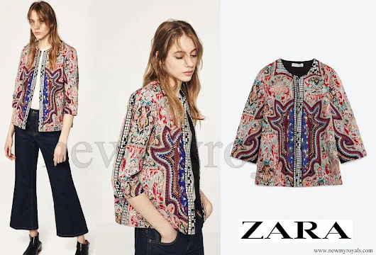 Crown Princess Mette Marit wore ZARA Embroidered Jacket