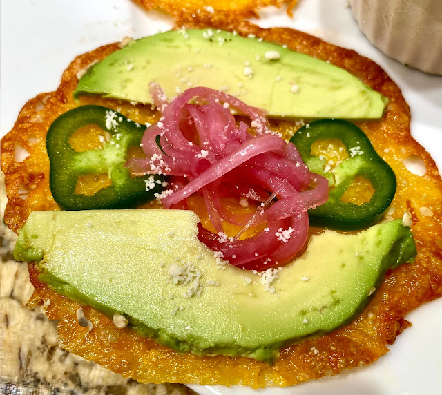 GREAT EATS HAWAII MEXICAN CHEESE CRISPS WITH AVOCADO AND JALAPENO