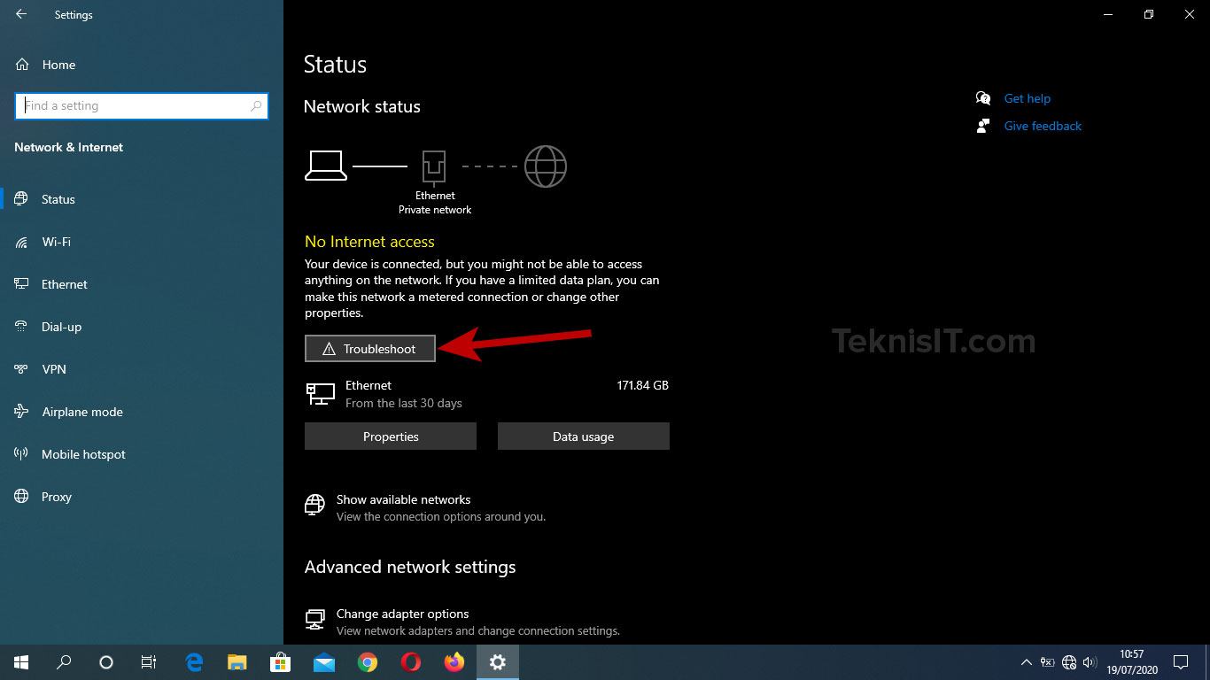 Cara Mengatasi No Internet access Windows 10 - TeknisIT.com