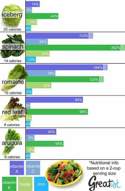 comparativa aporte nutricional de distintas lechugas