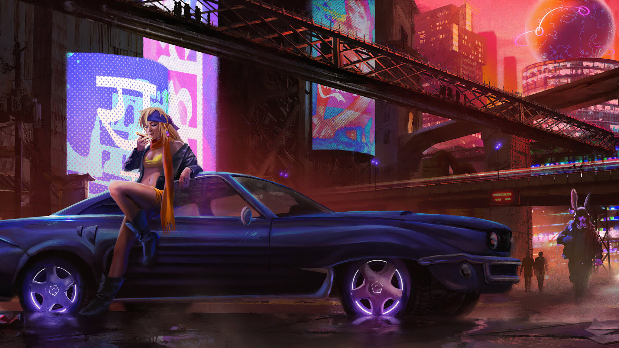 Cyberpunk 2077 машина неон