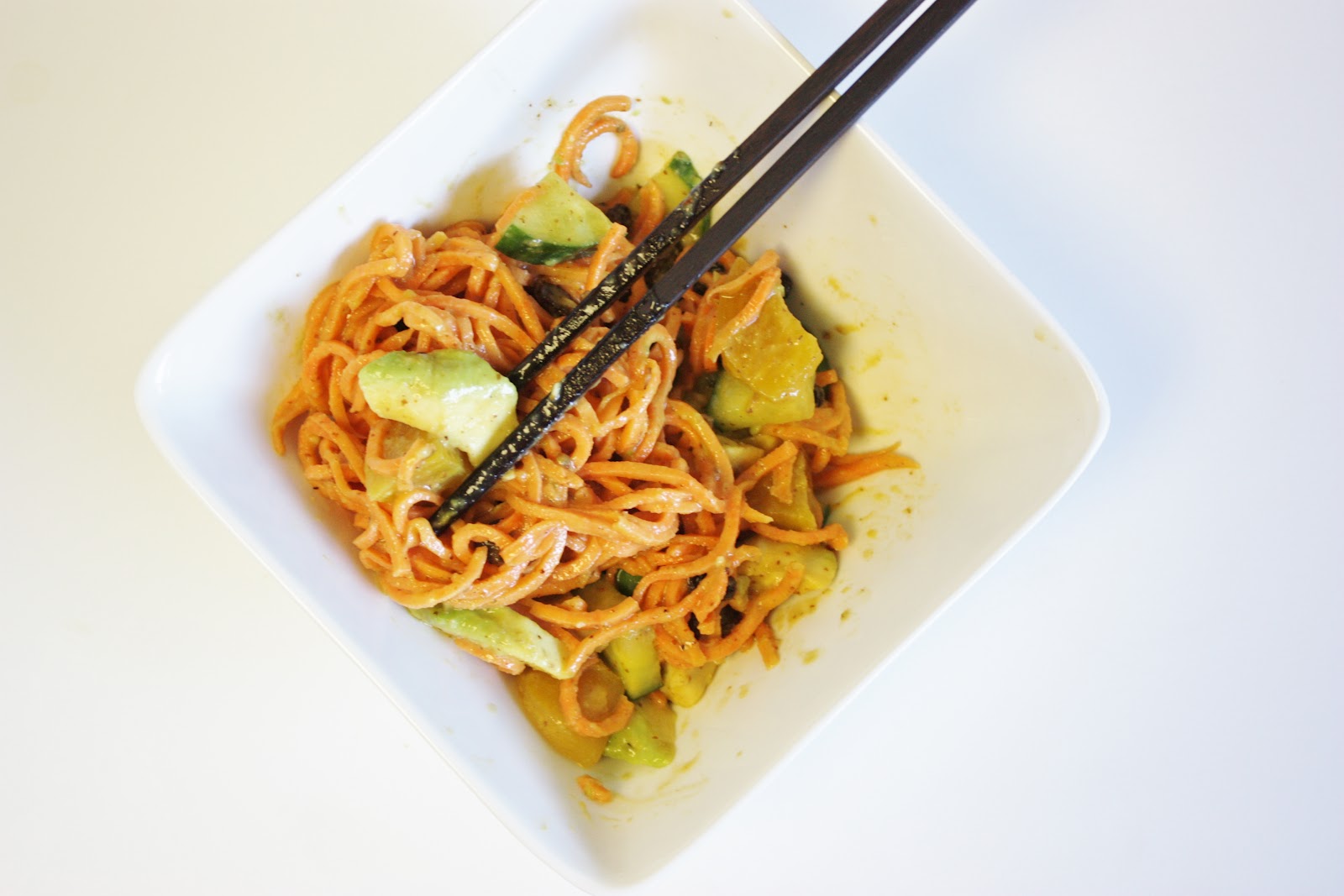 This Rawsome Vegan Life yam noodles with miso sauce