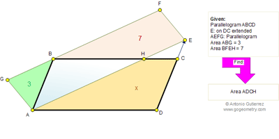  Geometry Problem 604: Parallelograms, Triangle, Trapezoid, Area.