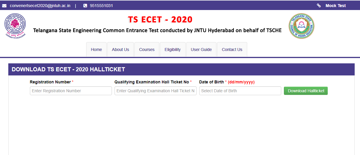 Telangana ECET Hall Tickets 2020