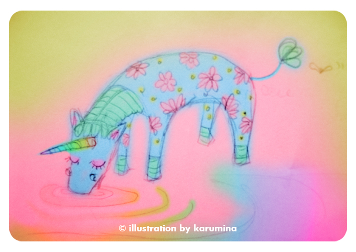 Karumina Children S Book Illustrator The Unicorn Drinking Water
