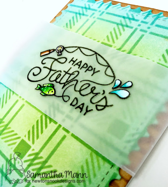 Happy Father's Day Card by Samantha Mann, Newton's Nook Designs, fussy cut, plaid, distress ink,  handmade cards, #cards #fathersday #newtonsnook #distressink