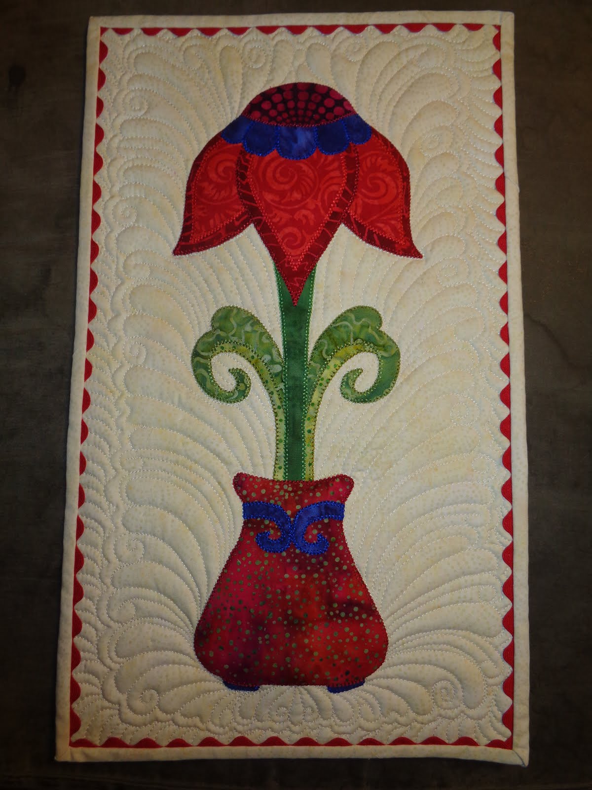 Adventurous Applique and Quilting Flower in a Pot Quilt Along Pattern 9