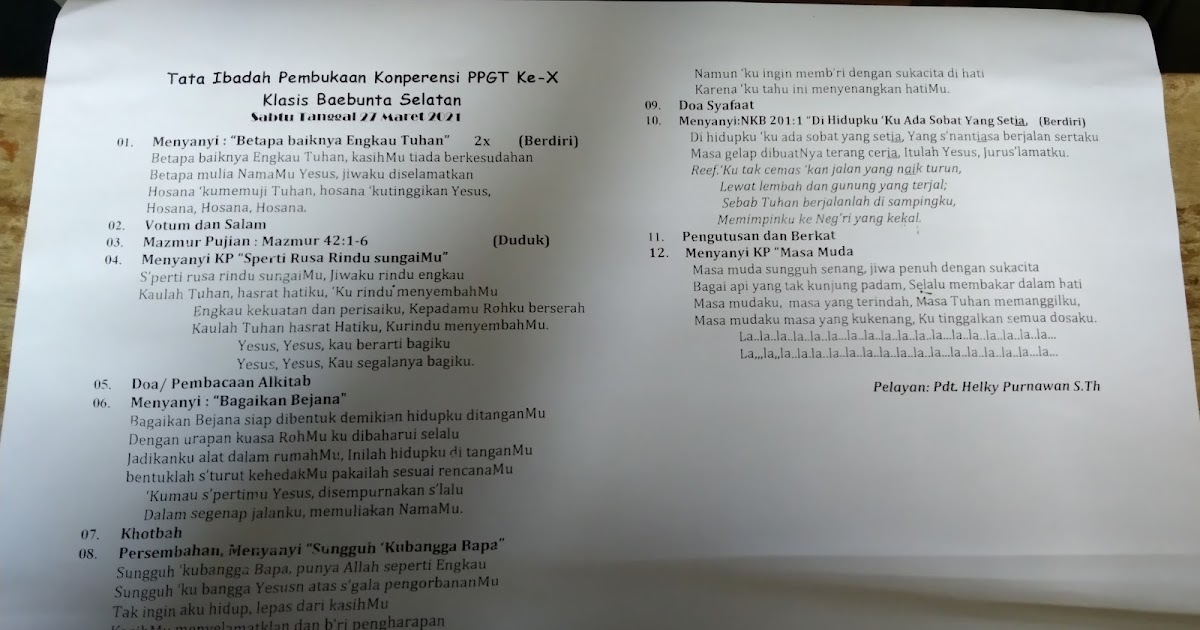 Liturgi Ibadah Konperensi PPGT
