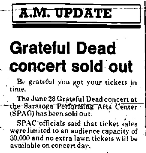 Rock & Roll Newspaper Press History The Grateful Dead The Utica