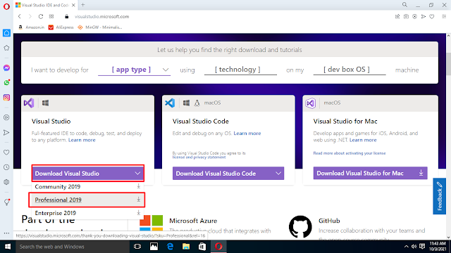 Visual Studio download and installation for C# on Windows 10