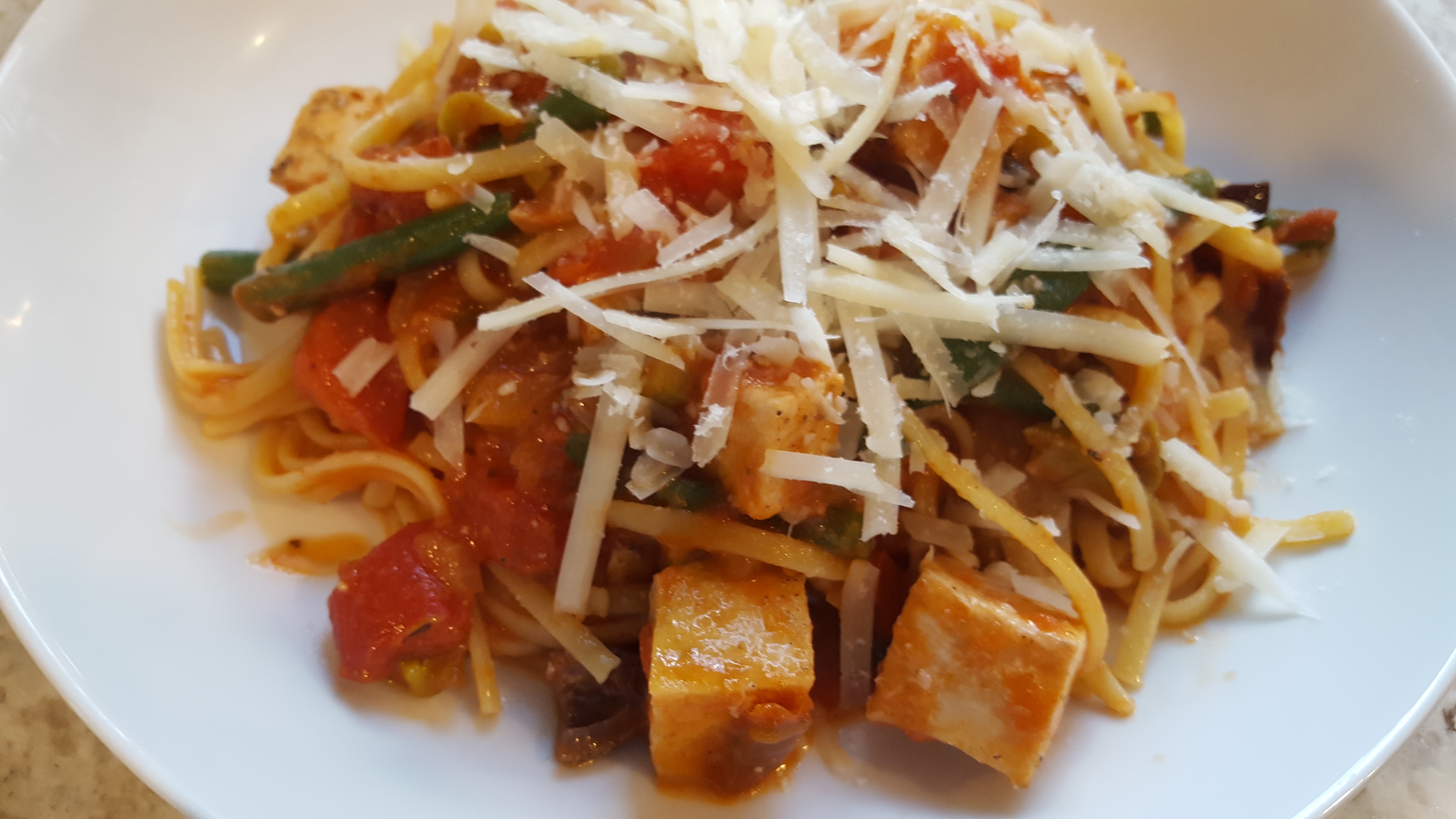 Swordfish Puttanesca Pasta Bowl