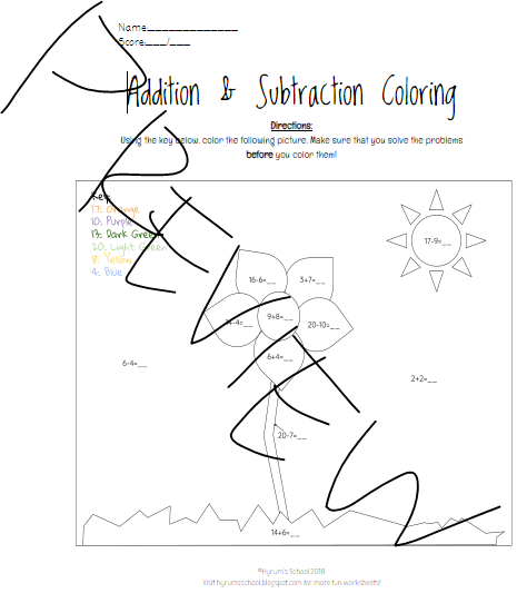 Addition & Subtraction Coloring