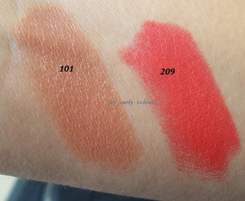 Swatch I'm Lipstick 101 Nude Code e 209 Hypnotic Coral