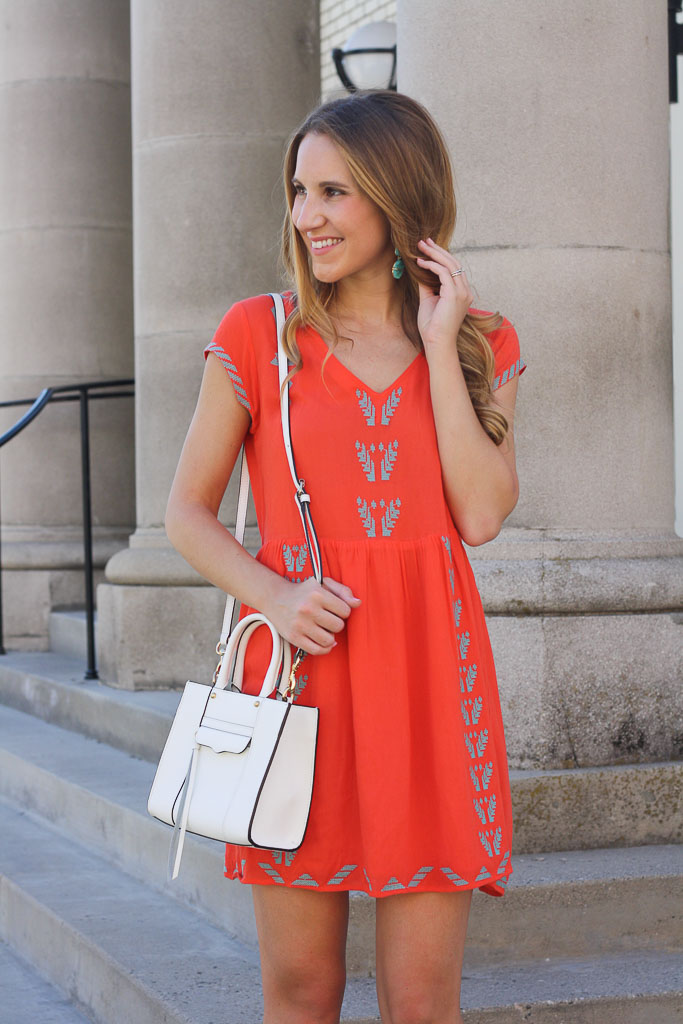 Orange Embroidered Dress + #WIWT Linkup - Twenties Girl Style