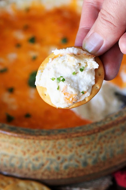 Cracker Topped with Baked Hot Crab Dip Image