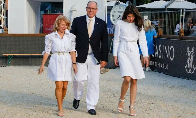 Charlotte Casiraghi of Monaco wore a white tweed top and tweed skirt from Cruise 2021 collection of Chanel