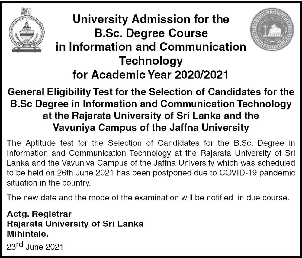 bachelor-of-science-ict-aptitude-test-2020-2021-at-rajarata-university-of-sri-lanka-and
