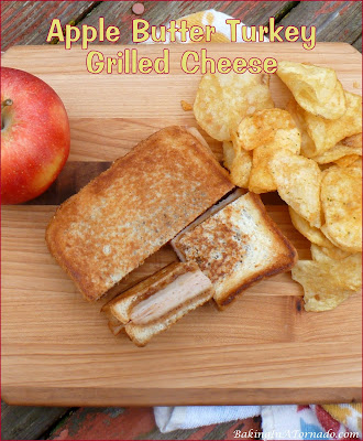 Apple Butter Turkey Grilled Cheese, apple butter, two kinds of cheeses and turkey in a buttery crunchy sandwich. | Recipe developed by www.BakingInATornado.com | #recipe #lunch