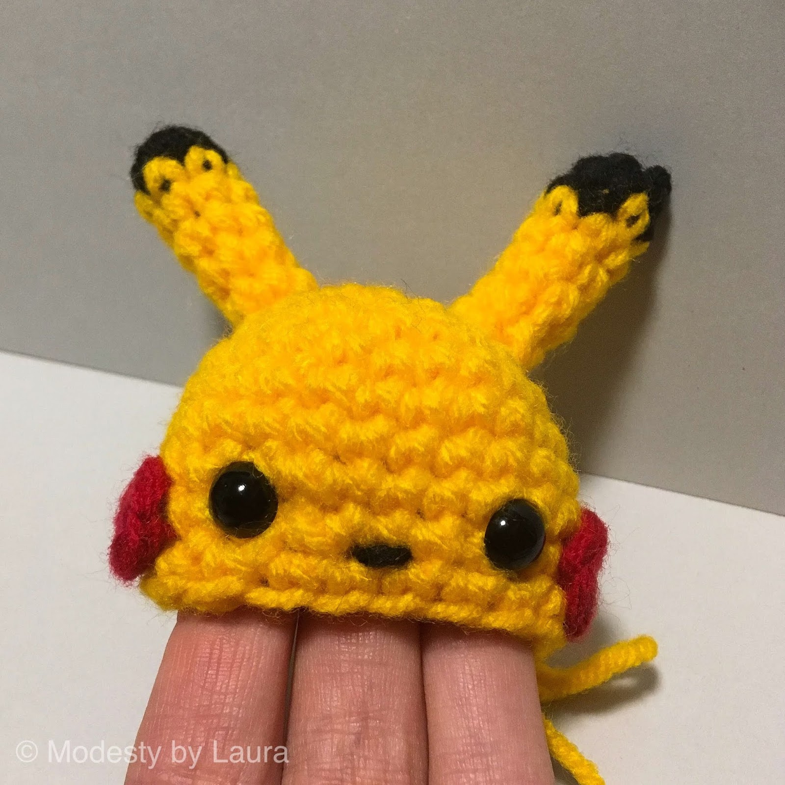 Free Crochet Pattern Pikachu Keychain Modesty by Laura