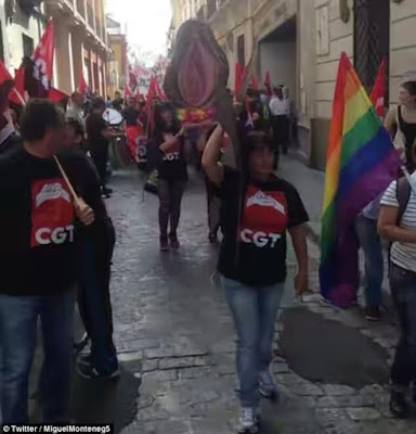 000 Spanish women charged with religious offence after they carried a plastic vagina though a city to protest homophobia