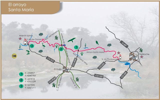 Mapa de la ruta del Arroyo Santa María descargado desde la Mancomunidad de los Pedroches . Pincha Para descargarlo .