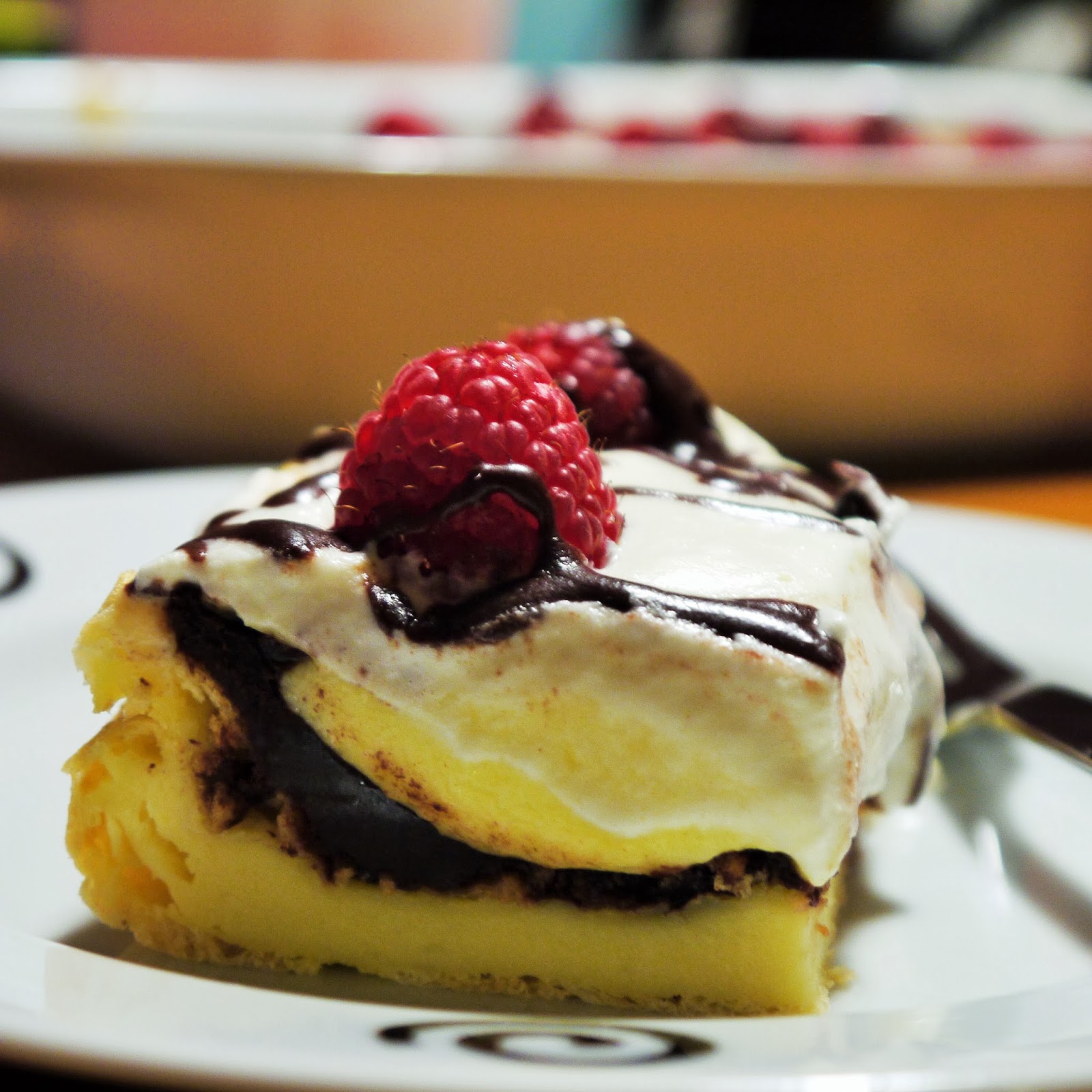 Cooking&Baking Diary Eclair Cream Puff Pastry with Raspberry Cake