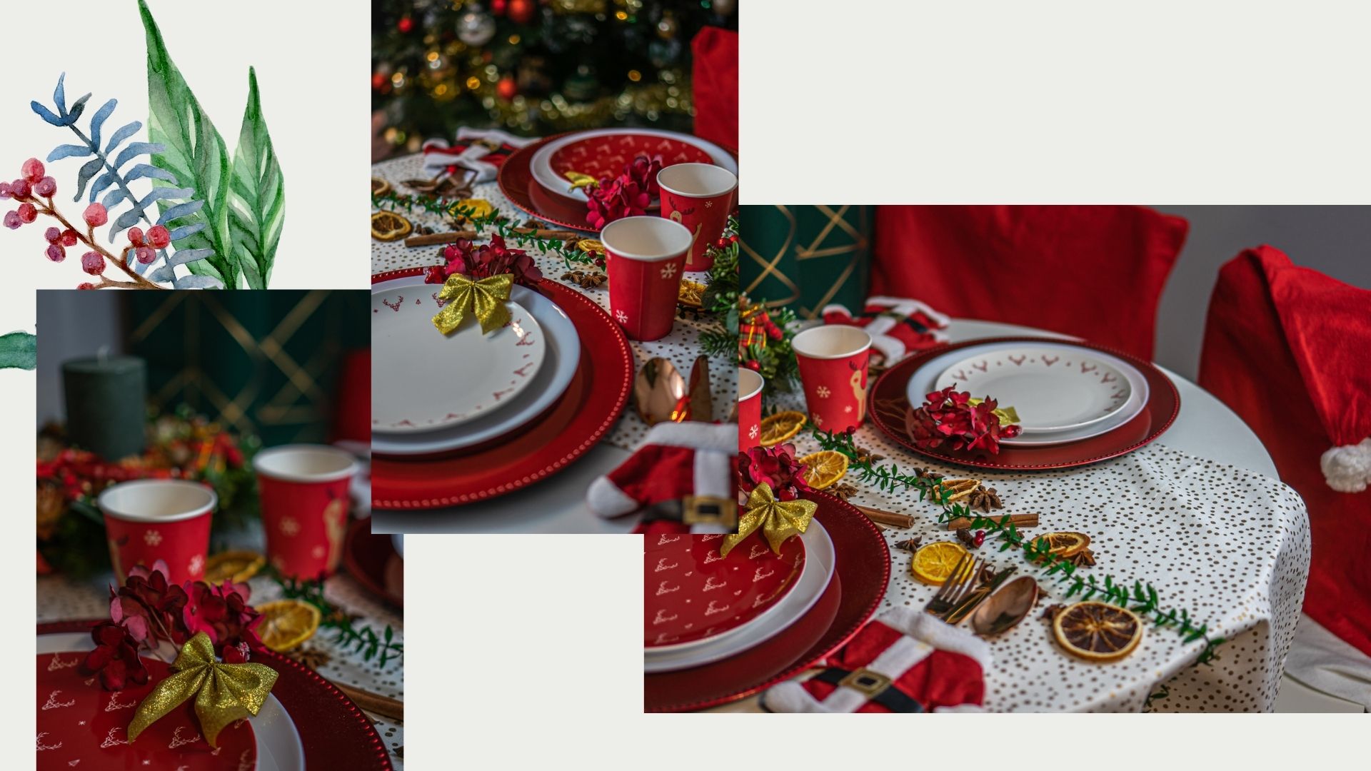 jak udekorować stół mieszkanie na swieta na boze narodzenie i wiglię pomysły na dekoracje świąteczne świąteczne talerze kubki obrus wieniec swiateczny na stół stroik dodatki świąteczne