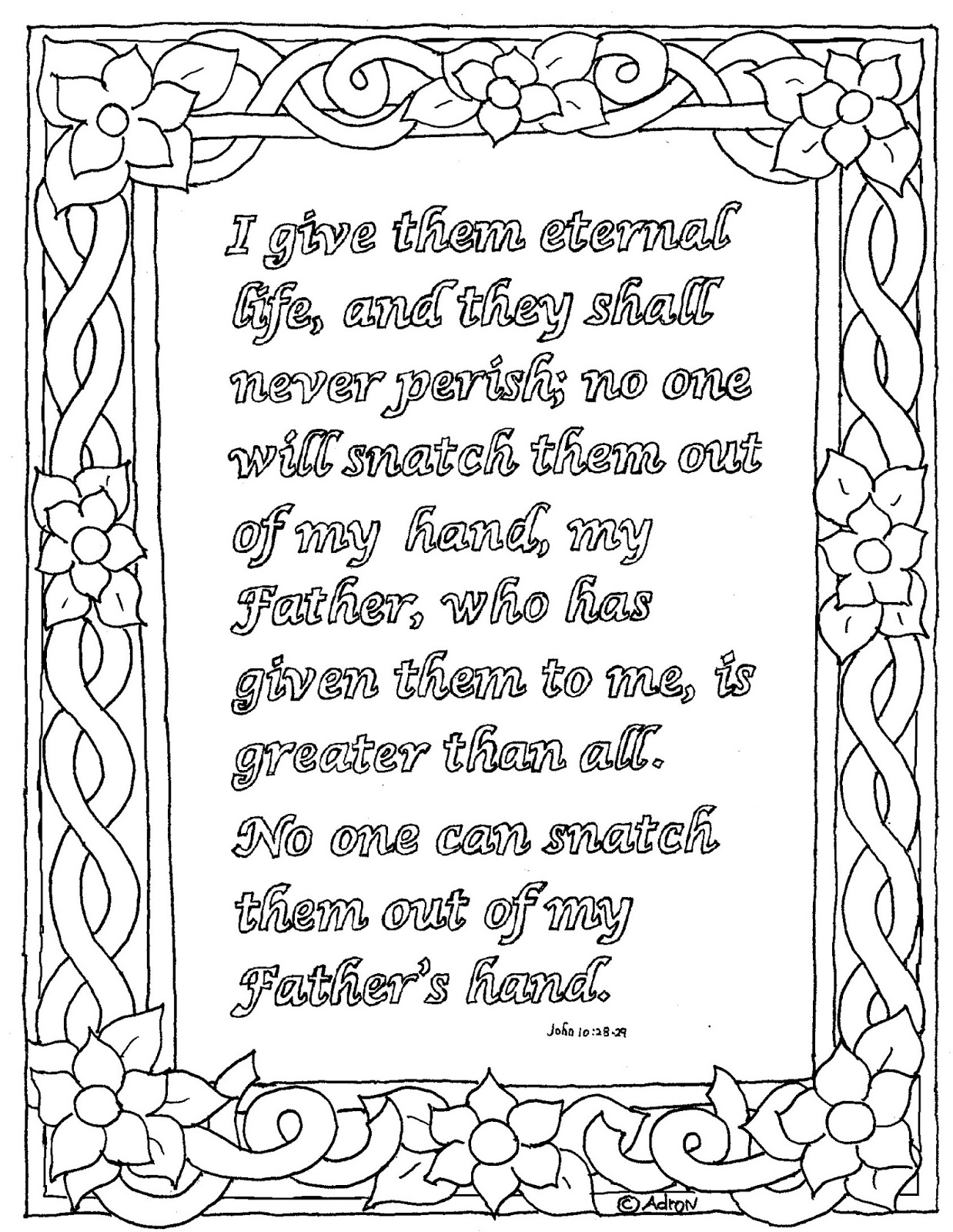 Coloring Pages for Kids by Mr. Adron: Printable Bible Verse, "No one