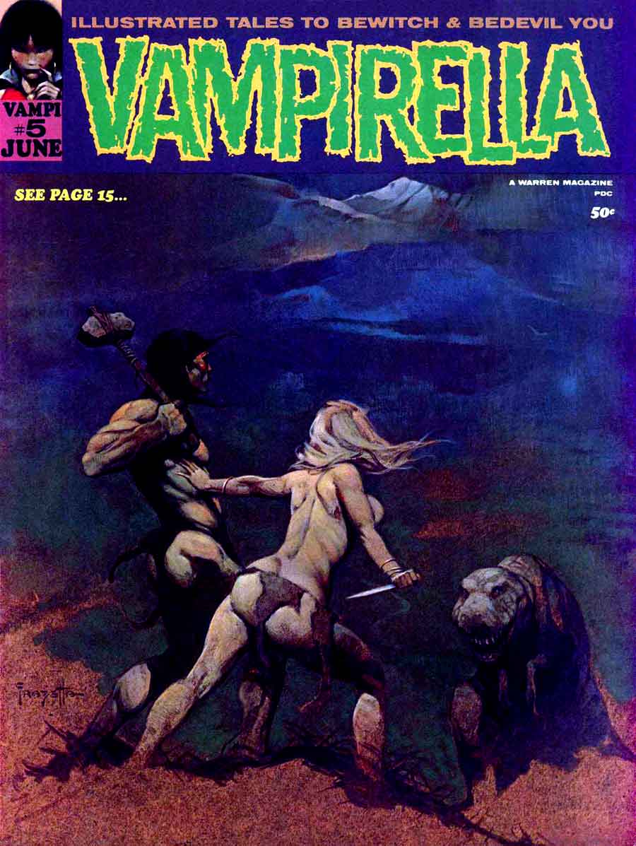 Vampirella v1 #5 warren magazine cover art by Frank Frazetta