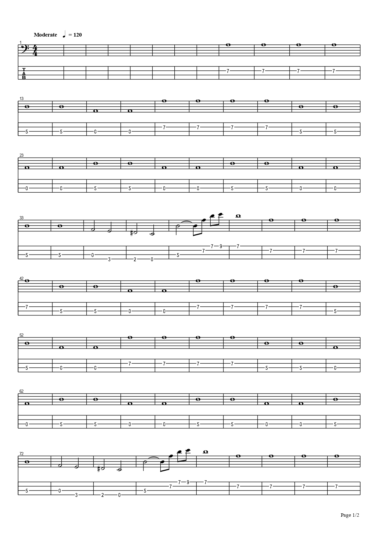 Green Day Last Night on Earth Bass Tab