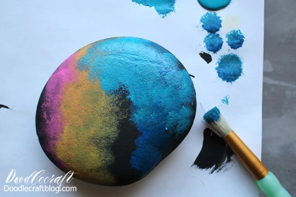 How to make space rocks with holographic acrylic paint