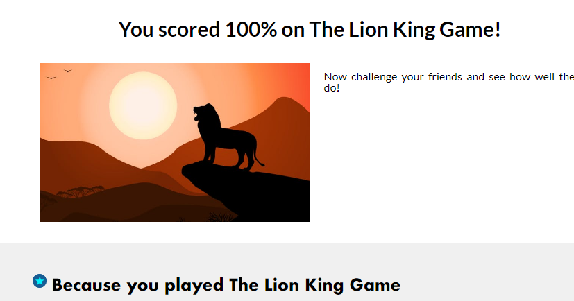 The Lion King Game Quiz 20 Answers Solved 100% - Quiz Help