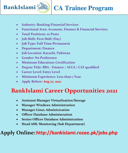CA Trainee Program at Bank Islami – Bank Islami Jobs 2021 – Apply Online