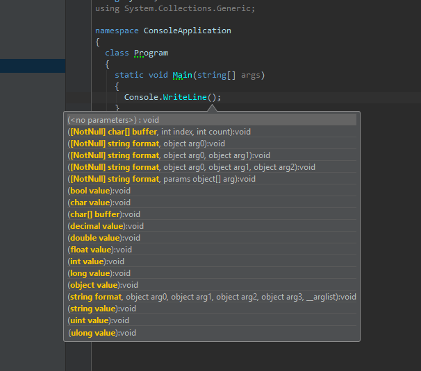 Project Rider. Что делать если Visual Studio закрывает консоль. Params object