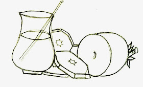 desenho de abacaxi cascado com jarra de suco para pintar