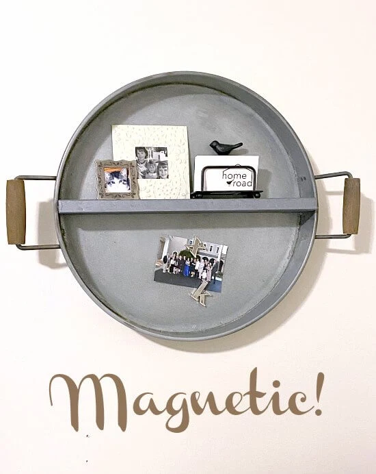 Magnetic round farmhouse shelf from a tray