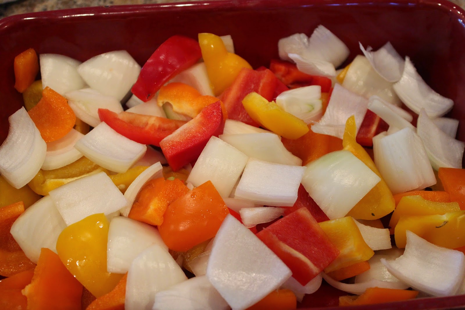 Oven Roasted Peppers and Onions - Spinach is GOOD for You!