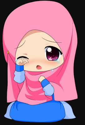 Gambar Kartun muslimah Sedih