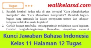 Kunci Jawaban Bahasa Indonesia Kelas 11 Halaman 12 Tugas Wali Kelas Sd
