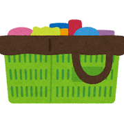 かごの中に入れるエコバッグのイラスト