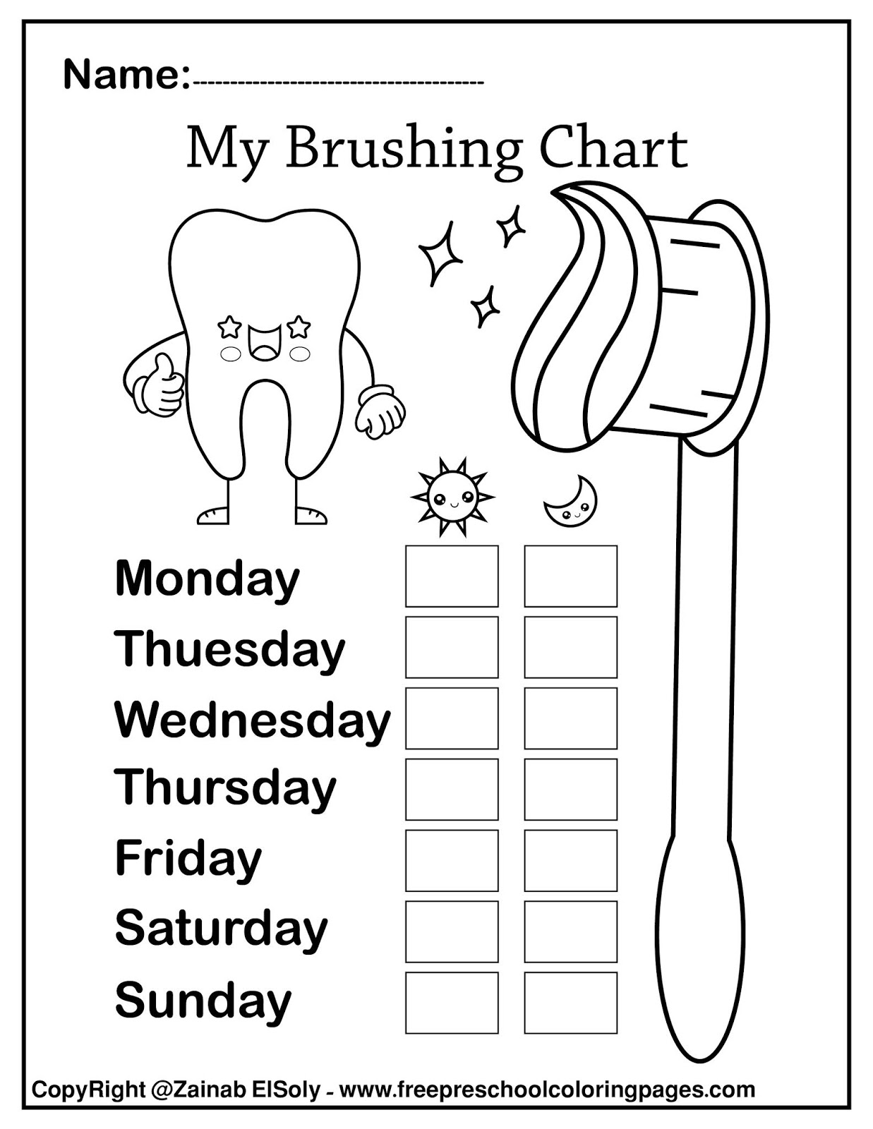 Set of Free Dental Care coloring pages for Kids