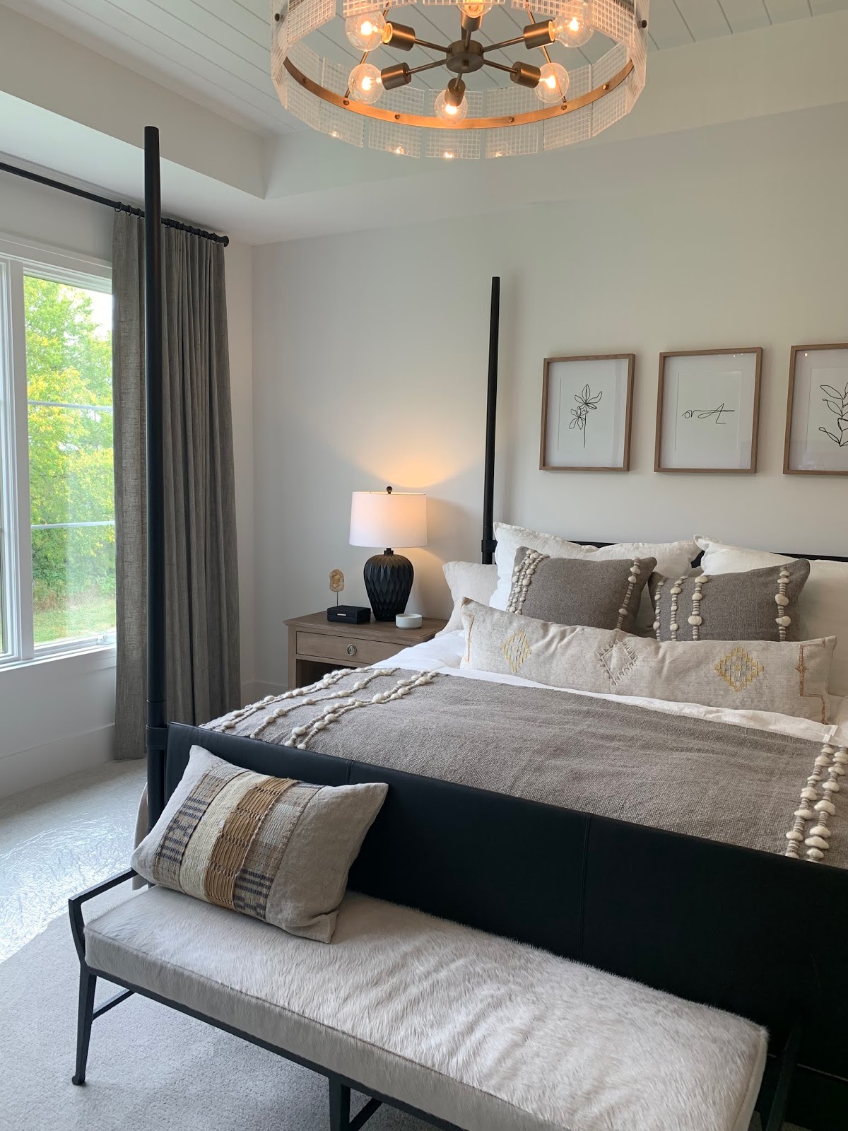 neutral bedroom with gray and beige accents 