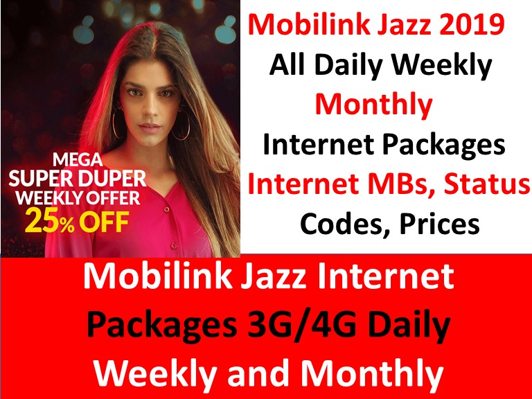 Mobilink Jazz Packages 3G/4G Daily, Weekly and Monthly Jazz